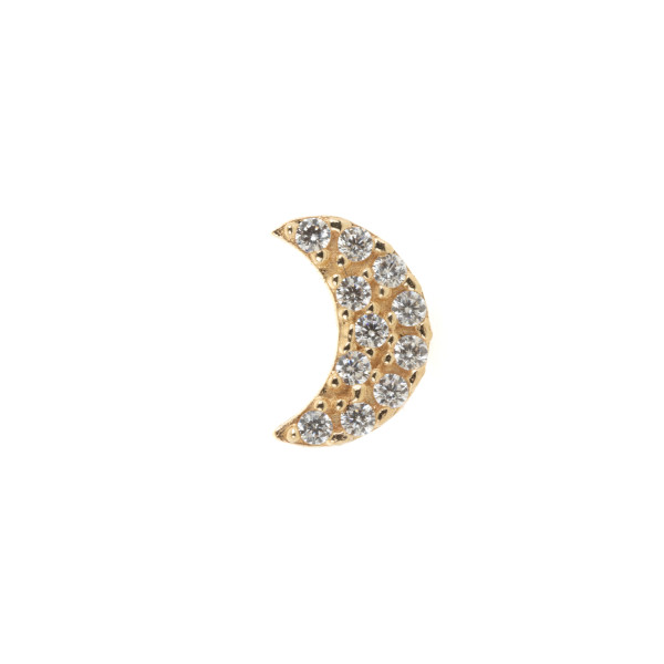 Piercing Luna Oreja de Oro y Piedras Blancas - LUNA ALBA