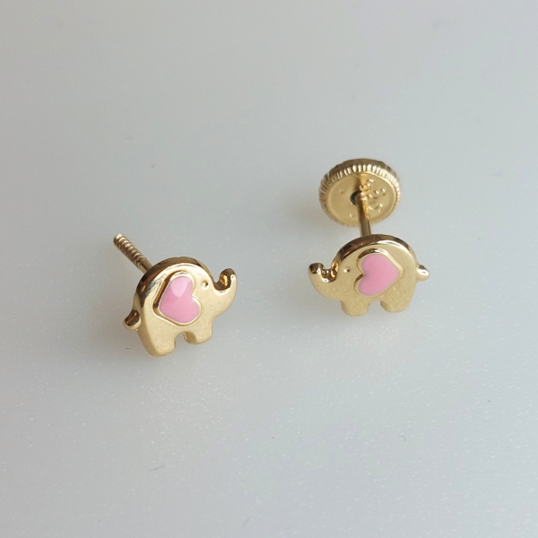 Pendientes ELEFANTE ESMALTE ROSA