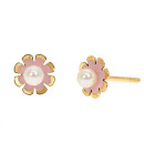 Pendientes FLOR PERLA ESMALTE ROSA
